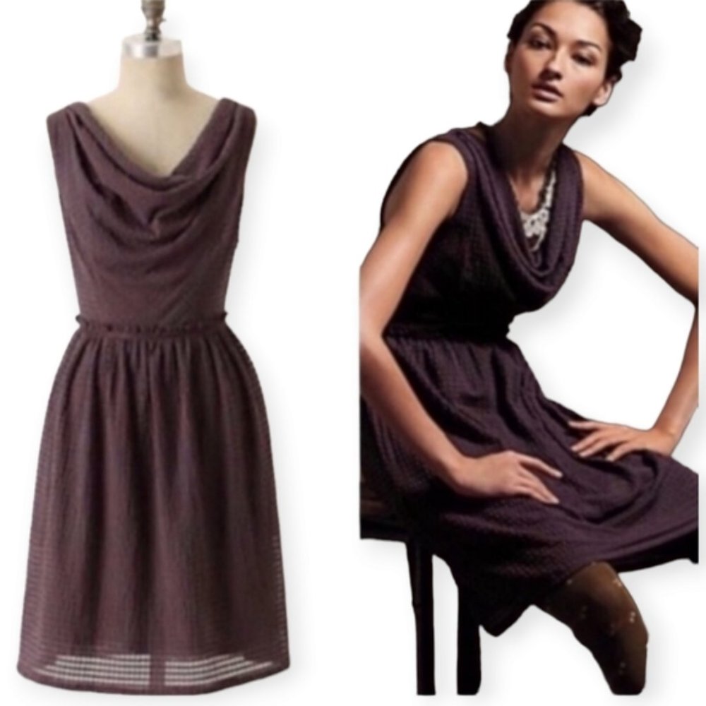 Anthropologie Ric Rac Waffle Weave Cowl Neck Dress Size Small